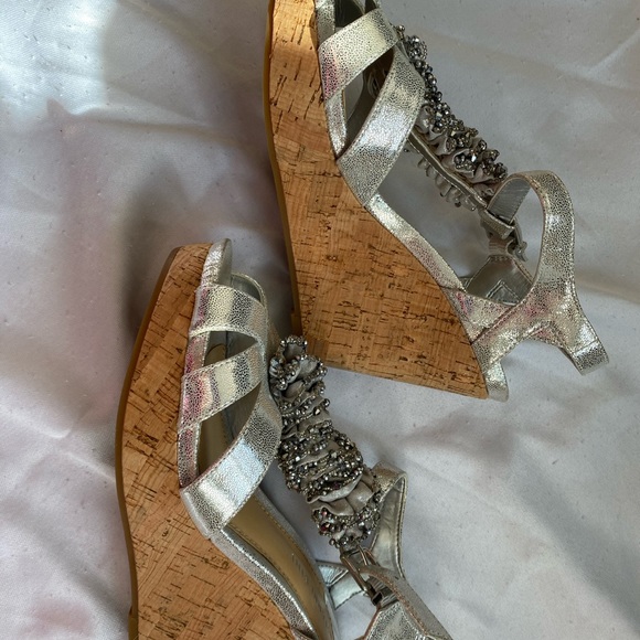 - Gianni bini wedge Platform silver cork Sandal 8.5 - Picture 15 of 16